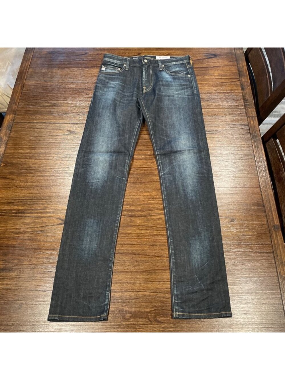 AG Tellis Modern Slim Jean 32x34 Alistair Dark Wash Faded Distressed AG-ED Denim